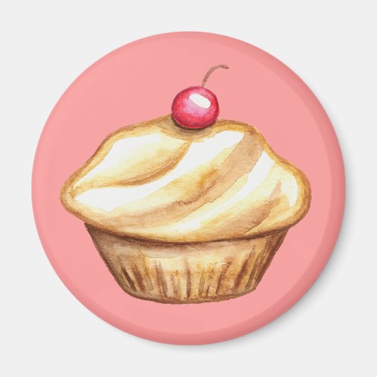 Kers Cupcake Magneet (Voorkant)