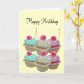 Kers cupcakes kaart (Gele Bloem)