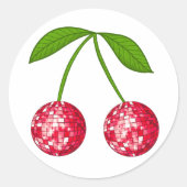 Kers Disco Bal Ronde Sticker (Voorkant)