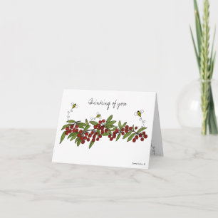 Kers en hommel blanco notitiekaart
