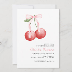 Kers en roze geruite preppy baby shower kaart