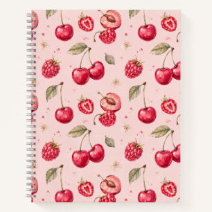 Kers Framboos Aquarel Fruit Patroon Notitieboek