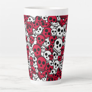 Kers Gotische Schedelpatroonprint Latte Mok