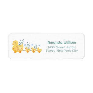 Kers Moedertaart Eend Baby Shower Retouradres Etiket