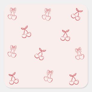 Kers Omtrek Minimalisme Vierkante Sticker