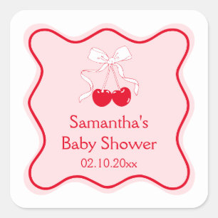Kers Op Baby Shower Favor Vierkante Sticker