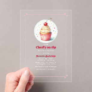 Kers op de Taart Baby Shower Acryl Uitnodigingen