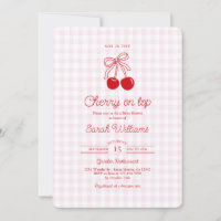 Kers op de top baby shower meisje uitnodiging
