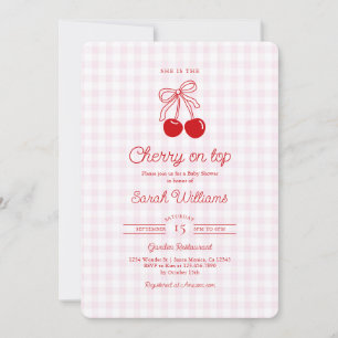 Kers op de top baby shower meisje uitnodiging