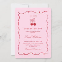 Kers op de Top Baby Shower Meisje Uitnodiging
