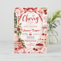 Kers-op-de-top baby shower uitnodiging