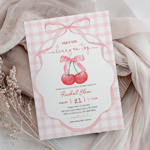 Kers op de Top met Roze Strik Baby Shower Kaart