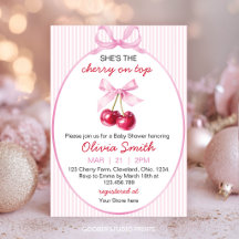 Kers-op-de-top Roze Coquette Baby Shower Uitnodigi