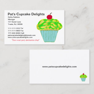 Kers op Gele Groene Gebottelde Vanille Cupcake Visitekaartje