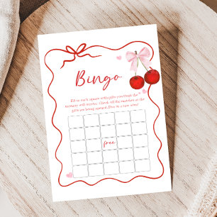 Kers op Roze Strik Baby Shower Bingo Spel