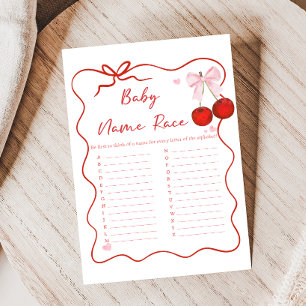 Kers op Roze Strik Baby Shower Naam Rade Game