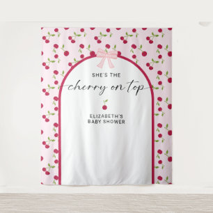 Kers Op Top Baby Shower Coquette Boog Achtergrond Wandkleed