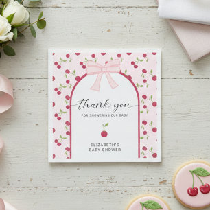 Kers Op Top Baby Shower Coquette Roze Cute Servet