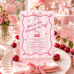 Kers Op Top Coquette Baby Shower Uitnodiging