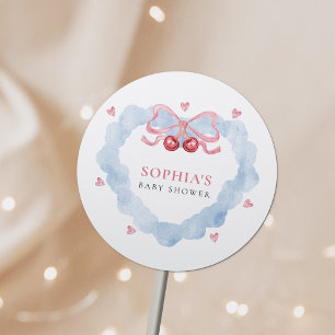 Kers Op Top Coquette Meisje Baby Shower Ronde Sticker