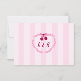 Kers Roze Bruids Shower Monogram Bedankkaart