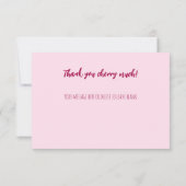 Kers Roze Bruids Shower Monogram Bedankkaart (Achterkant)