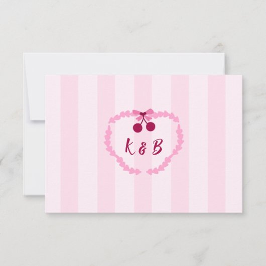 Kers Roze Bruidsmeisje Uitnodiging Monogram (Voorkant)