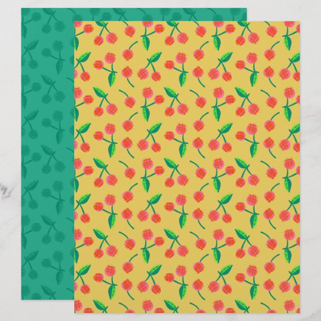 Kers scrapbookpapier (Voorkant / Achterkant)