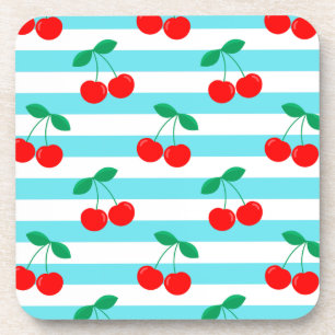 Kers Streep Patroon – Retro Fruit Cadeau & Decorat Bier Onderzetter