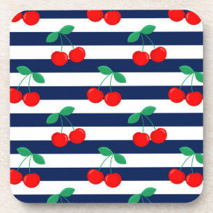 Kers Streep Patroon – Retro Fruit Cadeau & Decorat Bier Onderzetter