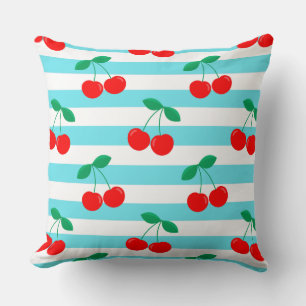 Kers Streep Patroon – Retro Fruit Cadeau & Decorat Kussen