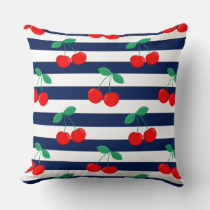 Kers Streep Patroon – Retro Fruit Cadeau & Decorat Kussen