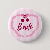 Kers Thema Bruidsfeest Bruid Ronde Button 5,7 Cm (Voorkant)