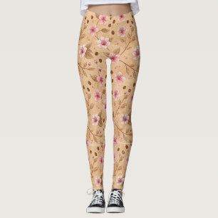 Kersebloesem Coffee Cozy Patroon (5) Leggings
