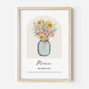 Kersebloesem Narcis Geboortemaand Bloem Poster