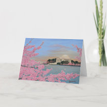 Kersebloesems bij zonsopgang wenskaart