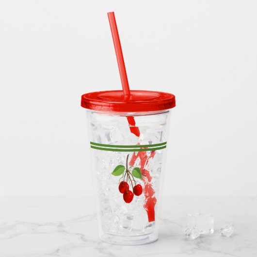 Kersen Acryl Tumbler Drinkbeker (Voorkant ijs)