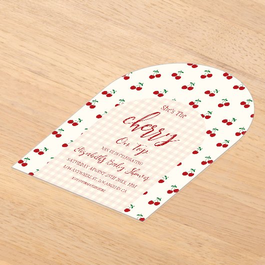 kersen-Baby shower Acryl Uitnodigingen (Laagn)