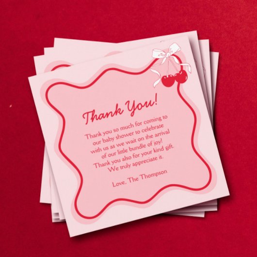 kersen-Baby shower Bedankkaart