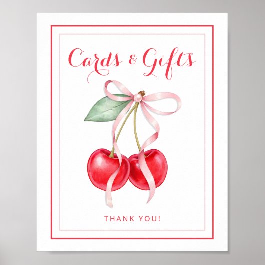 Kersen Baby shower Kaarten & Geschenken Tafelteken Poster (Voorkant)