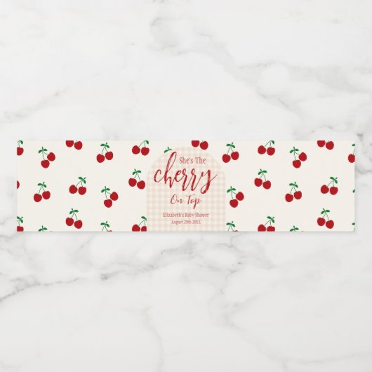 kersen-Baby shower Waterfles Etiket (Enkel label)