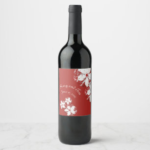 kersen bloesem poëzie rode witte elegant sakura wijn etiket