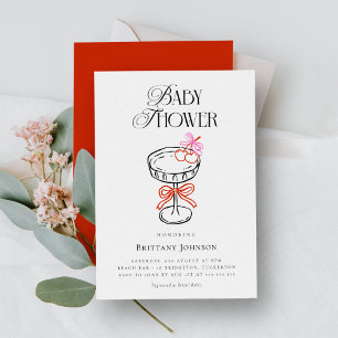Kersen & boog Martini Baby shower Kaart