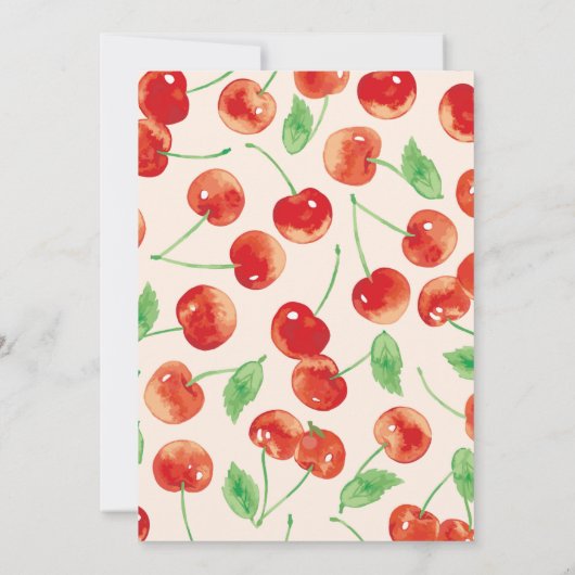 Kersen Eerste Verjaardag Meisje 1e Fruit Bow Verja Kaart (Achterkant)