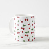 Kersen Fruit Herhalingspatroon Ontwerp Koffiemok (Voorkant links)