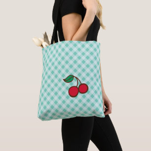 Kersen Gingham Retro Strand Reistas Tas Cadeau