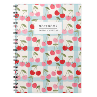 Kersen Gingham Rutpatroon in Rood en Roze Notitieboek