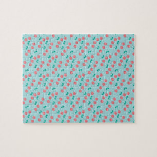 Kersen Handgeschilderd Aquarel Roze Turkoois Legpuzzel