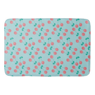 Kersen Handgeschilderd Aquarel Roze Turquoise Badmat