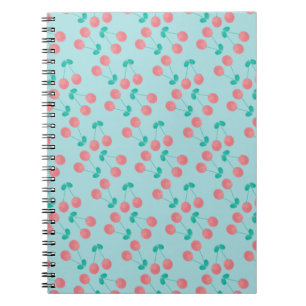Kersen handgeschilderd aquarel roze turquoise notitieboek